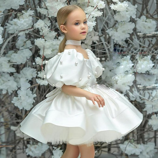 Color Dress Girl Girls' Solid Flower Kids