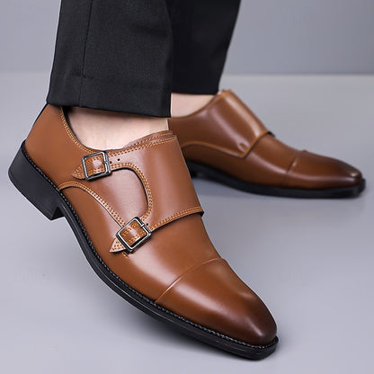 Shoes Men's Double – Dress Leather Monk Elegant Strap