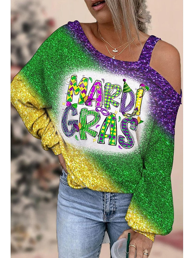 Women's Shirt Blouse Heart Carnival Casual Going out White