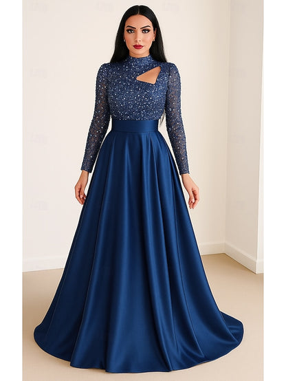 Carnival Formal Dress Sequined Elegant A-Line Black Gown Evening