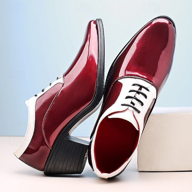 and White Red Patent – Shoes Oxford Faux Leather Men's