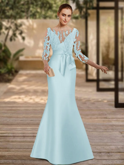 Formal Floor Gown 3/4 Dress Mermaid Evening Elegant Length