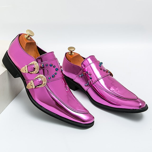 Buckle Dress Pink – Metallic Men's Shoes Fashion Loafers