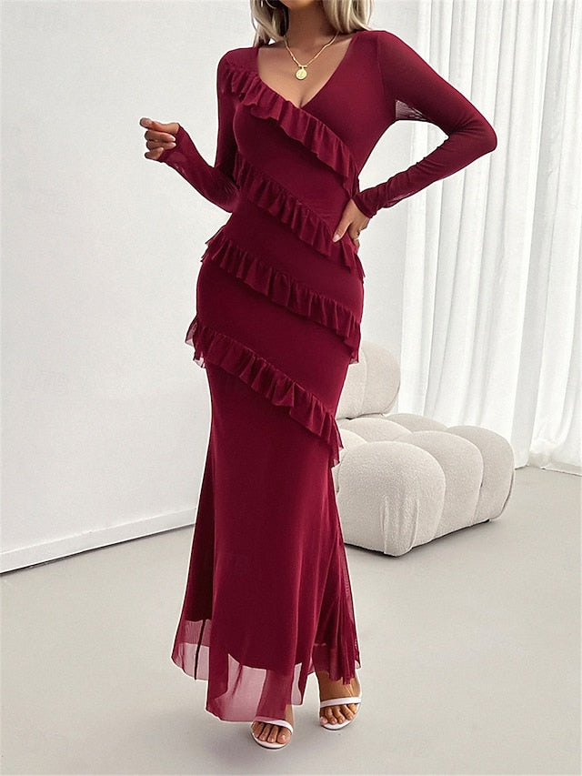 Women's Casual Dress Maxi Dress Ruffle Vacation Date