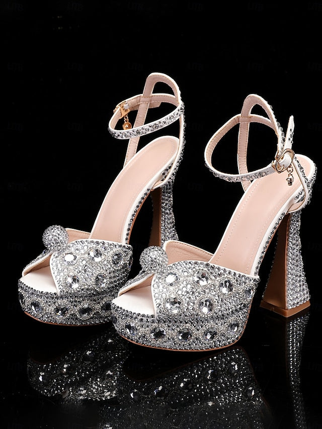 Women's Crystal-Embellished with Platform Sandals Glamorous