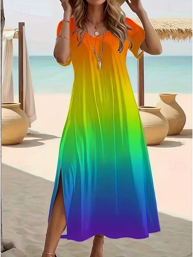 Women's Maxi Dress T Shirt Dress Tee Dress Vacation Outdoor