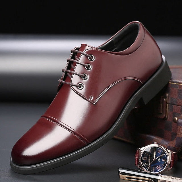 Dress Patent Lace-Up Black Shoes Leather Oxford with Men's