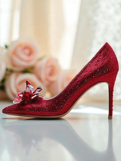 Pumps High Crystal Women's Gold Embellished Sparkly Heel -