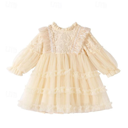 Kids Party Color Girl Dress Long Solid Girls' Flower