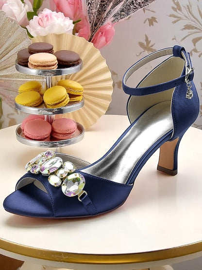 Ankle Women's Strap Satin Black with and Open Toe Heels