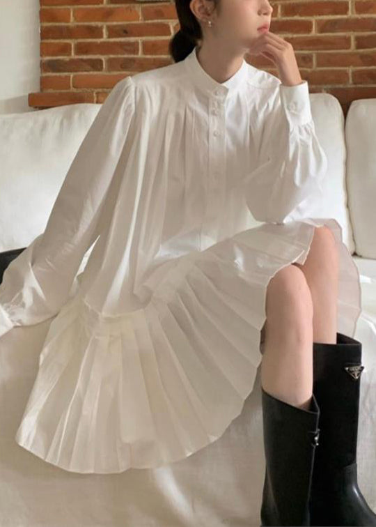 Frühlings-Oversize-weißes Dress Art Cotton Wrinkled Shirt 