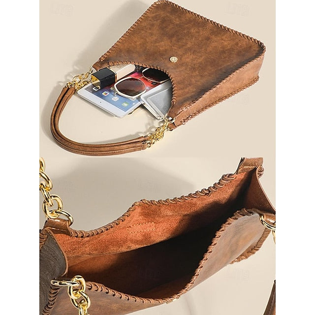 Hobo Bag mit Kette - Lederriemen Vintage Damen Groß
