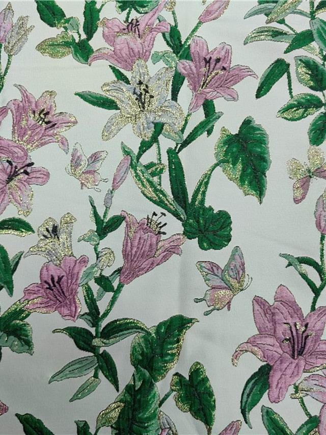 Dress Floral Jacquard Cocktail Column Brocade Dresses Elegant