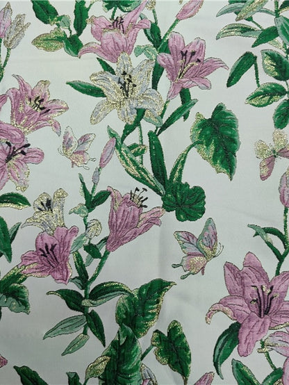 Dress Floral Jacquard Cocktail Column Brocade Dresses Elegant