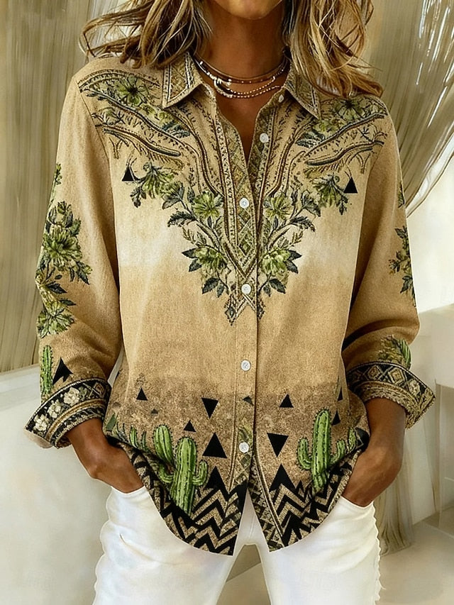 Women's Shirt Blouse Graphic Geometric Abstract Vintage