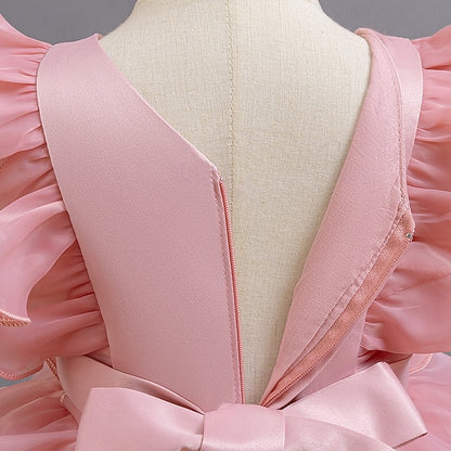 Kids Floral Dress Party Girls' Asymmetrical