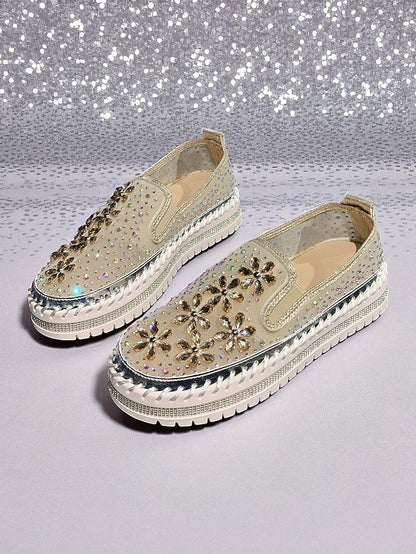 Sneakers Embellished Mesh Rhinestone with Slip-On Women's