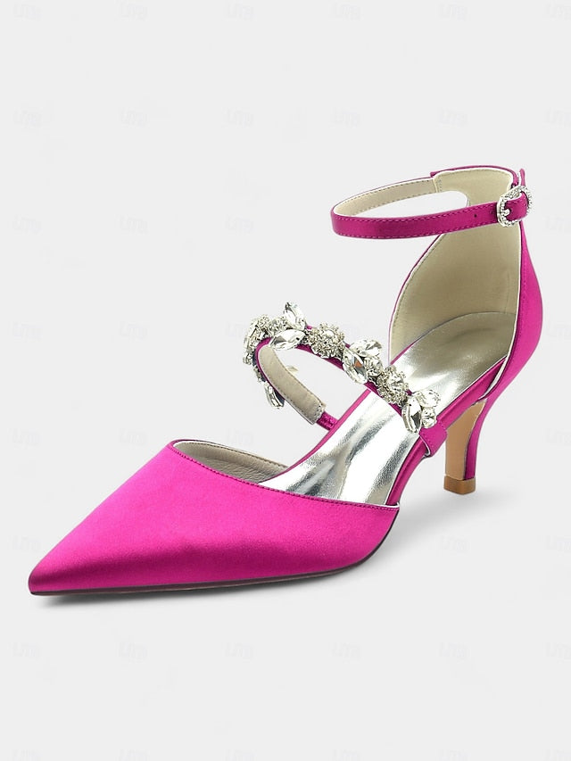 - Embellishments Rhinestone Satin Heels Black Women's with