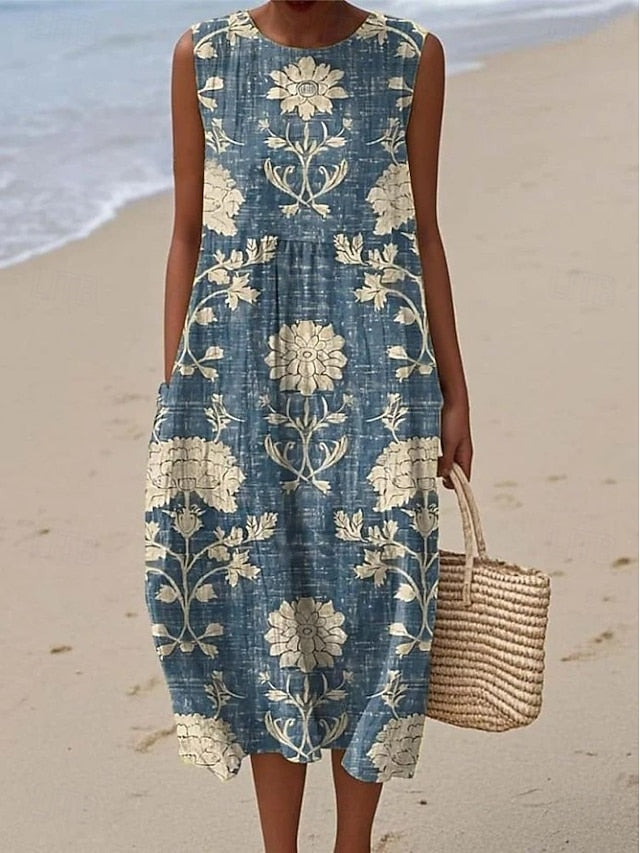 Women's Midi Dress Sundress Shift Dress Vacation Casual