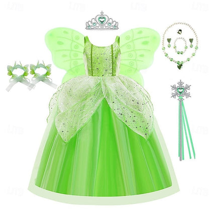 Theme Flower Girl Tiana Fairytale Tinker Bell Dress Princess