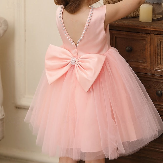 Party Girls' Kids Sleeveless Color Solid Dress Wedding