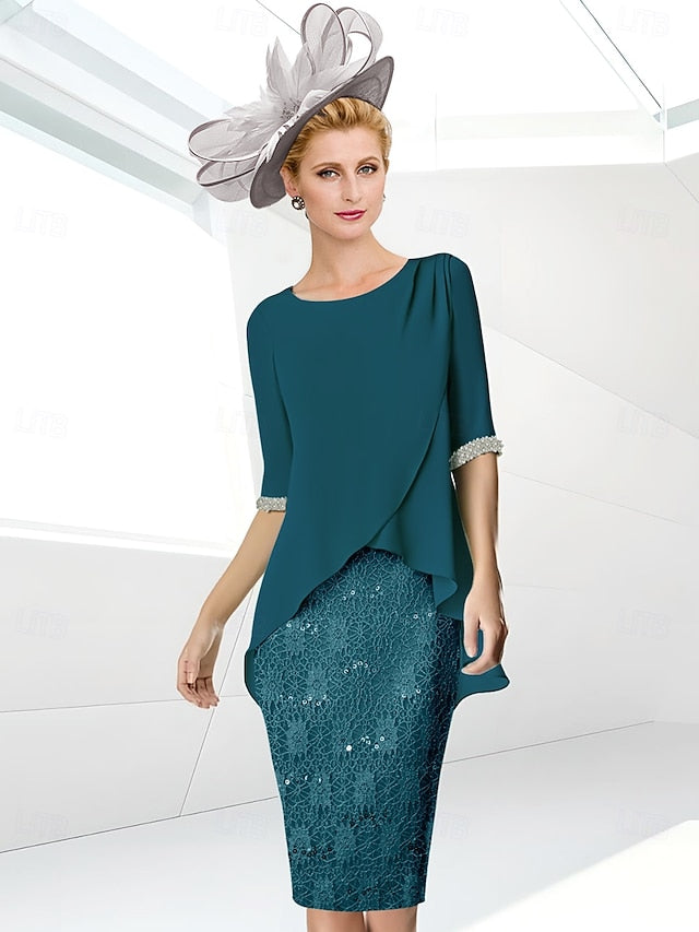 Mother Elegant Jewel Dress Beach the Wedding Sheath of Bride