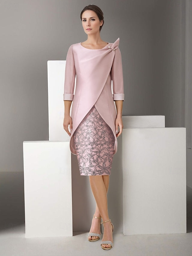 Piece of the Two Sheath Mother Jacket Dress Embroidered Suit