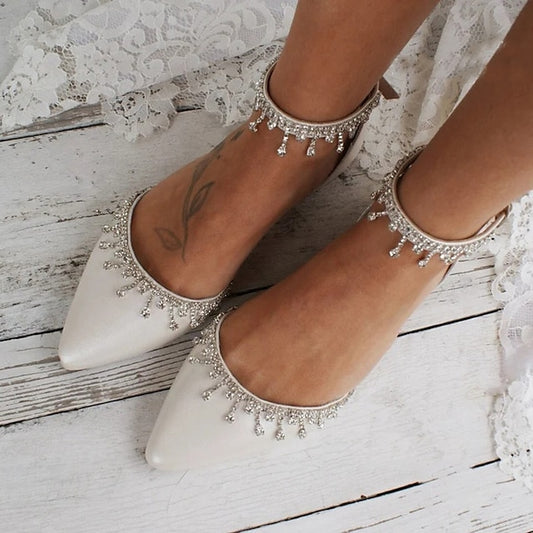– White Bridal Shoes Flats with Wedding Elegant Women's