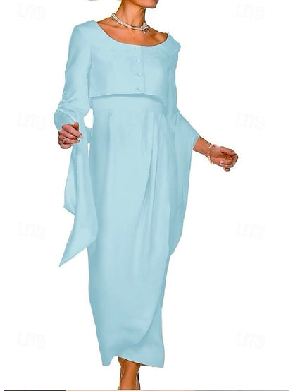 Elegant Guest Sheath Bride Mother Dress Wedding the Two Piece of