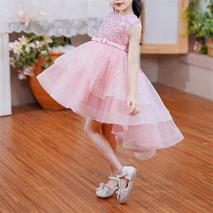 Kids Solid Party Girls' Color Sleeveless Dress