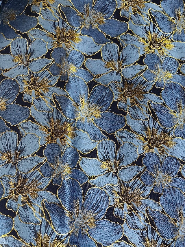 Jacquard Evening Brocade Elegant Dress A-Line Formal Floral Gown