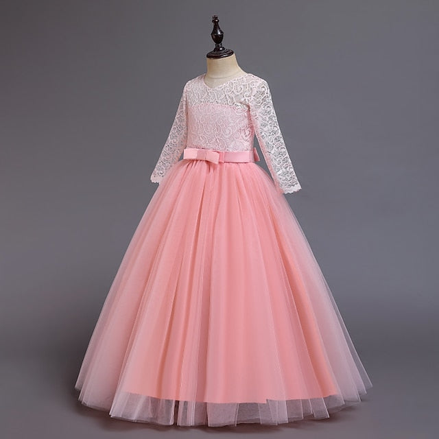 Flower Wedding Dress Kids Half Girl Sleeve Girls'