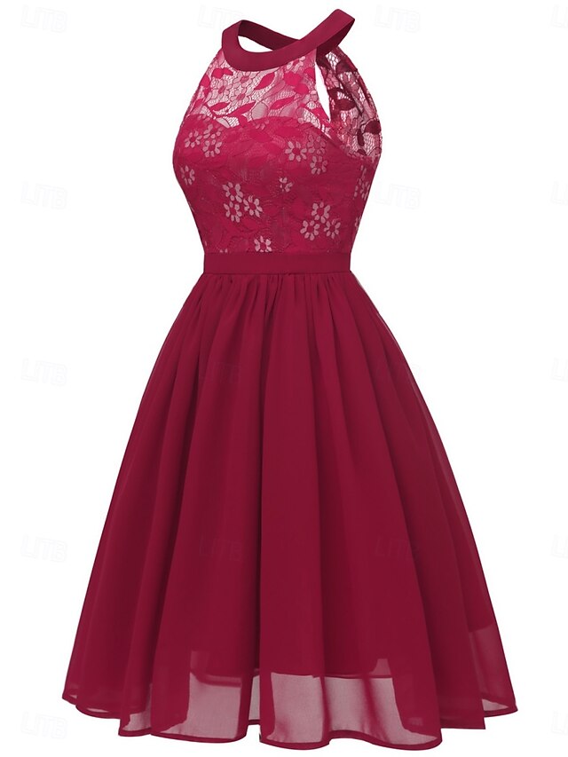Women's Midi Dress Lace Dress Cocktail Dress Wedding Guest