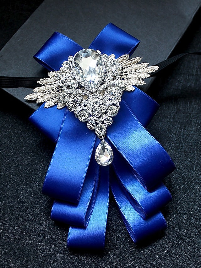 Crystal Men's Tie Brooch Ribbon Pin Bow Elegant - Luxury