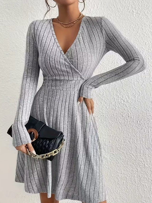 Women's Knee Length Dress Sweater Dress A Line Dress