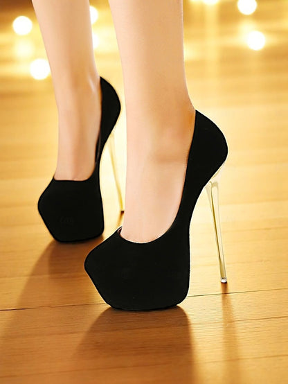 Metallic Stiletto Women's Heels Platform Red with Suede and