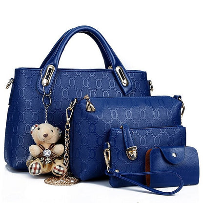 4 Bag Leather Purse PU Women's Pieces Set