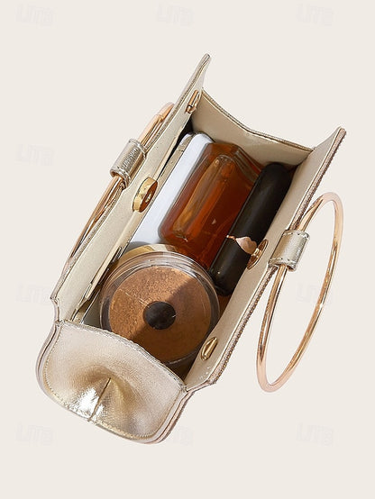 Crystal Handle Evening Gold with Ring – Clutch Elegant