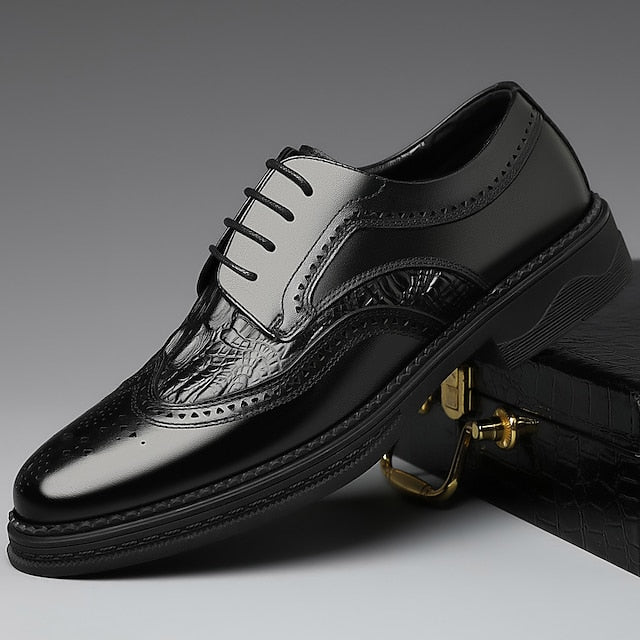 Men's Brogue Brown Oxford Leather - Crocodile Shoes