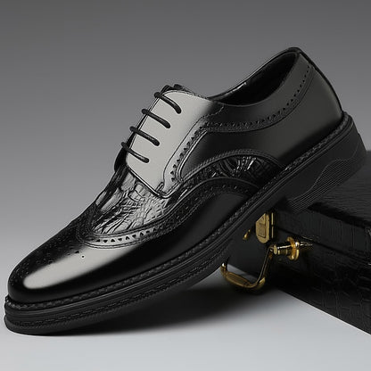Men's Brogue Brown Oxford Leather - Crocodile Shoes
