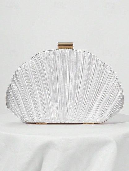 Purse Pleated Evening Clutch Satin Shell Women's