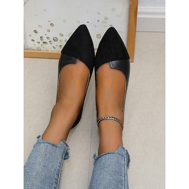 Two-Tone Elegant Slip-On Toe Pointed Women's Flats –