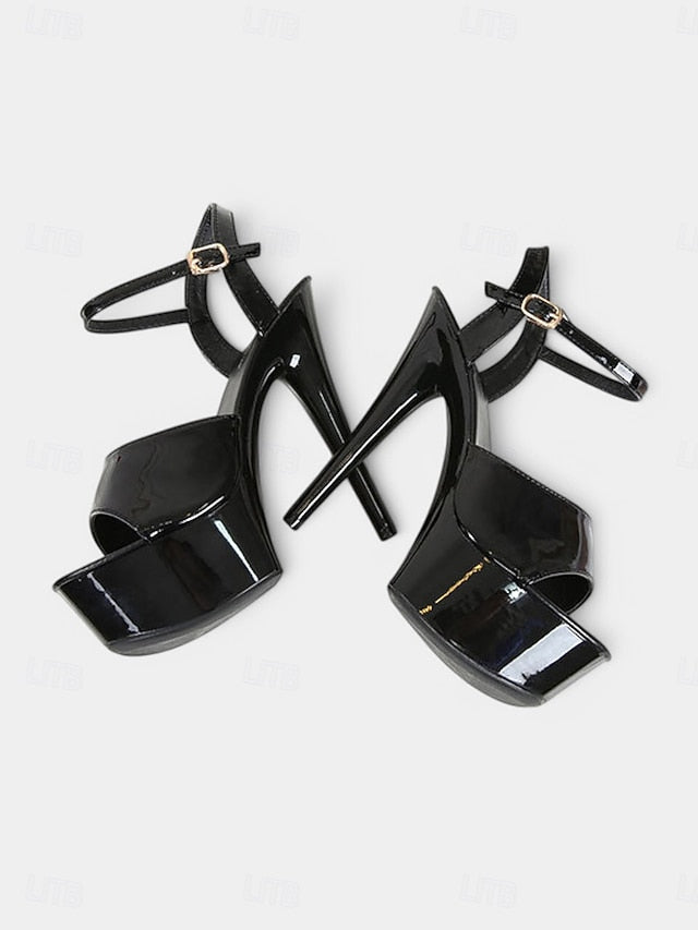 Red Sandals Leather Women Peep - for Toe Platform Patent