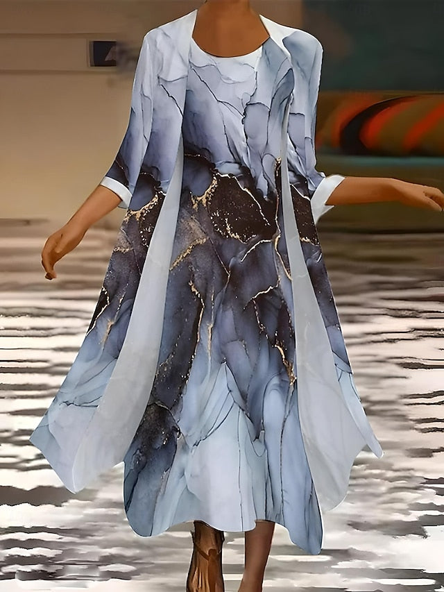 Women's Dress Set Summer Dress Vacation Casual Ombre Floral