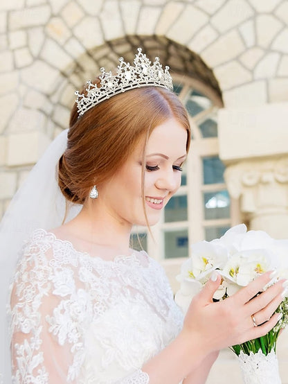 Jewelry and Elegant Tiara Rhinestone Set Women's – Silver