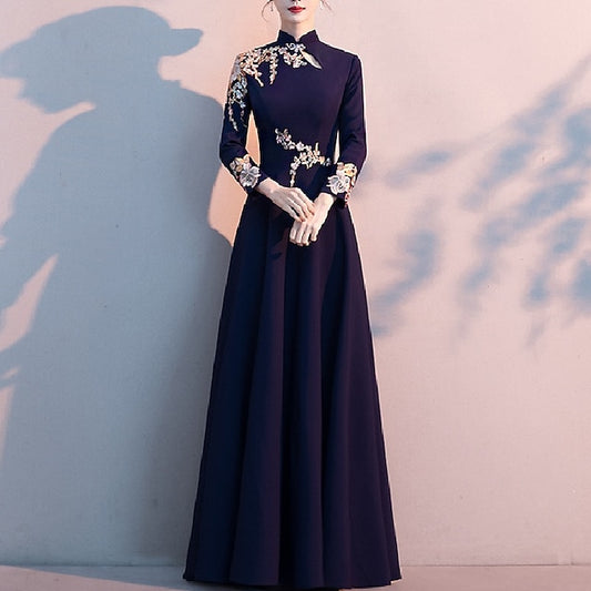 A-Line the Bride Neck Elegant High Simple Floor of Mother Dress