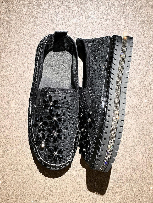 Sneakers Embellished Mesh Rhinestone with Slip-On Women's