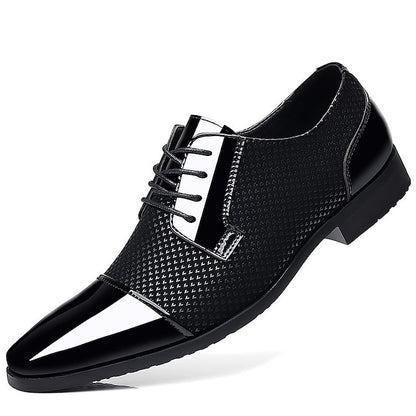 Shoes Formal Lace-Up Black Leather Patent Men's Faux
