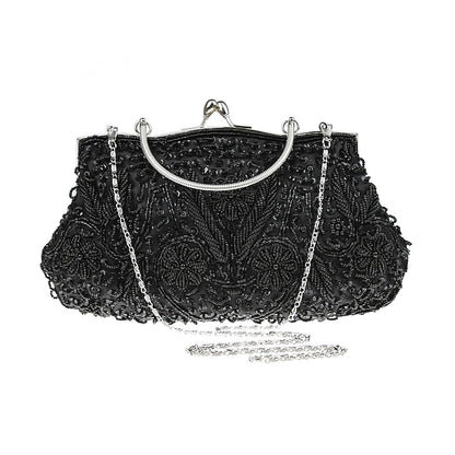 Vintage White Evening Beaded – Purse Women's Clutch