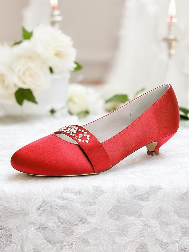 Kitten Blue Rhinestone Women's Satin Heels with